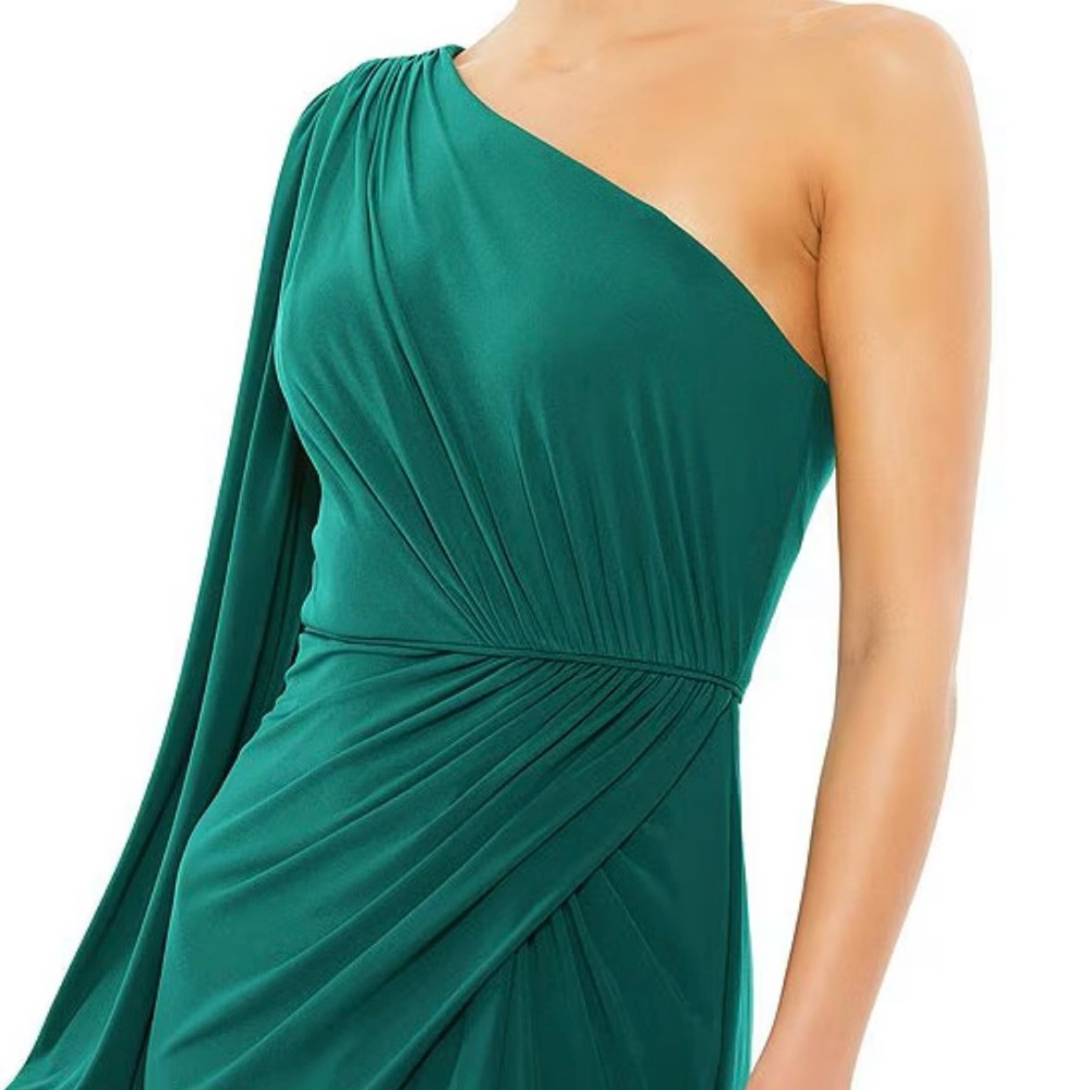 Mac Duggal One Shoulder Green Dress